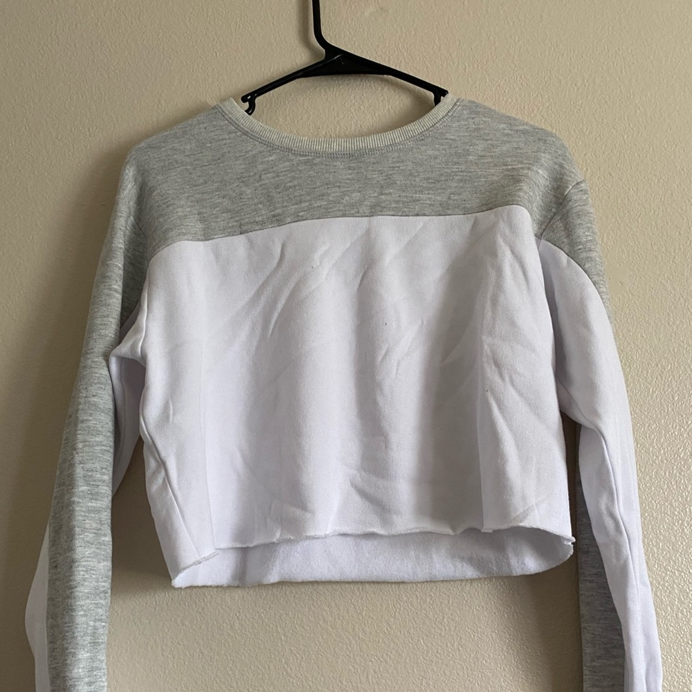 White & grey block sweater